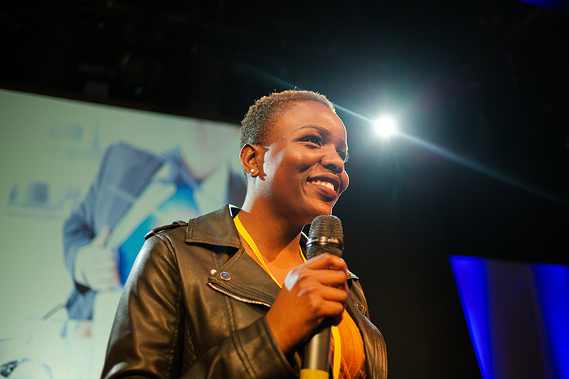 black woman speaking in front of audience 800 px